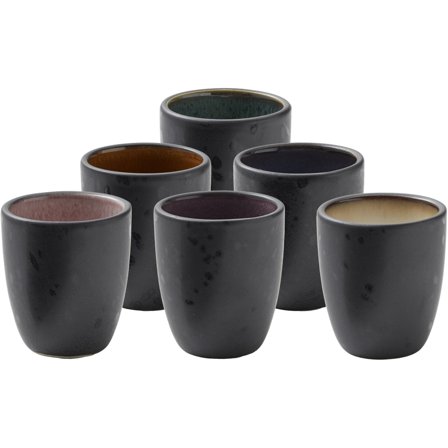 Bitz Espressokopp 6 st' - 'Sort utvendig, henholdsvis. rav, lilla, rosa, blå, grønn og krem ??inni