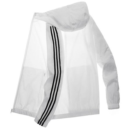 Hettegenser for menn med solbeskyttelse, avslappet, pustende, lett, for sommerreiser, hvit, XL