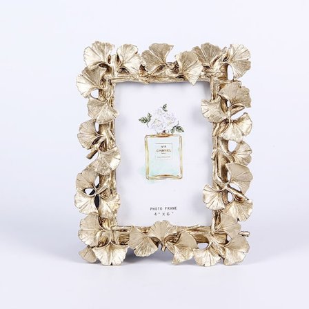 1 x 6" guld gingko blad foto ramme, høj kvalitet harpiks ramme