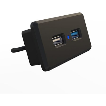 2 USB-porter laderkontakt 2A 9V laderadapter innebygd skrivebordsmontering QC3.0 HUB for ladeadapter