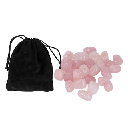 25 stk naturlige runestein med gravert eldre runealfabet, fredelig sinn, bokstaver i krystall for spådom, meditasjon, rosenkvarts