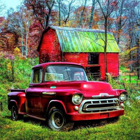 Diamond Painting Broderi 5D Målning Röd Retro Bil 30 x 40 cm