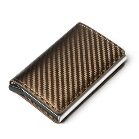 Aluminiumlegeringskortpaket Kolfiber RFID-skärmning Antimagnetisk case Kortklämma Gold