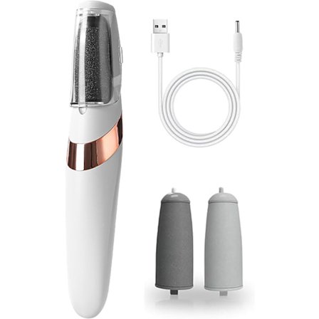 Elektrisk fotfil, elektriska förhårdnadsborttagare för fötter, uppladdningsbara elektriska fotförhårdnadsborttagningspedikyrset - Vit