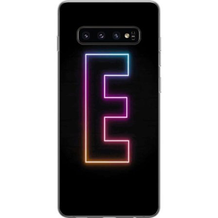 Kompatibel Mobilcover til Samsung Samsung Galaxy S10 Minimalistisk neonbogstav E i lyse farver mod mørk baggrund i moderne og stilren design