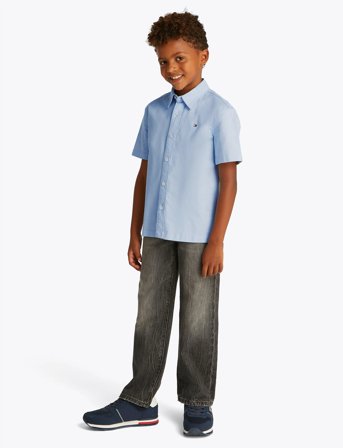 Tommy Hilfiger Stretch Oxford Shirt Ss - Blue - 140