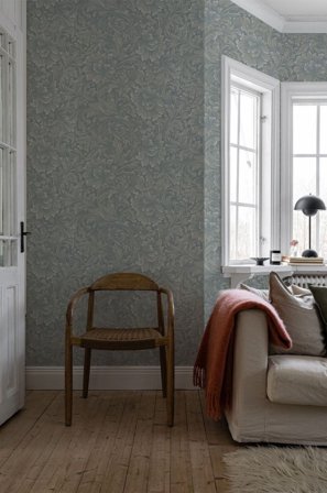 Duro Tapet, Idun 535-03 Flora, L, Gråblå, Färg & tapeter