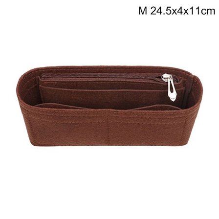Multi-Pocket Damhandväska Insatsväska i Filt Tyg Kaffe Kaffe