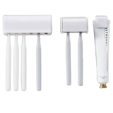 Tandbørsteholder til vægmontering til badeværelsesorganisering, hvid