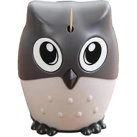 Ponnahdusikkunallinen hammastikkuteline, automaattinen, söpö pöllömuotoilu (harmaa)-CE db