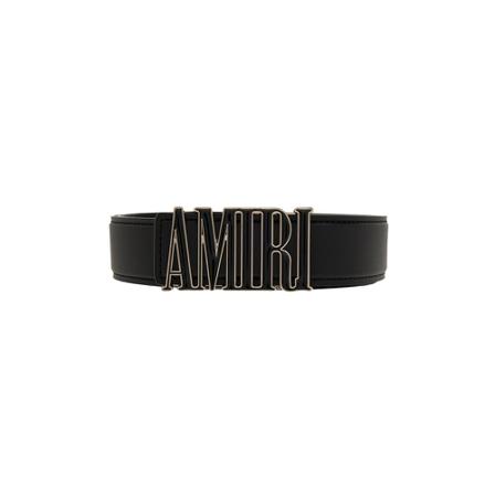Amiri, Leather belt with logo Zwart, Heren, Maat:85 CM