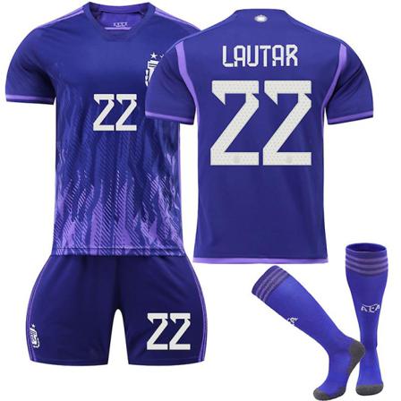 Argentina Borta Set #22 #10 #21 #11 T-shirt Fotbollsuniform No.22 Lautaro 20