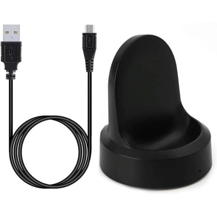 Laddare för Samsung Gear S3 Frontier och Gear S3 Classic, ersättningsladdningsdocka kabel kompatibel smartklocka (svart)