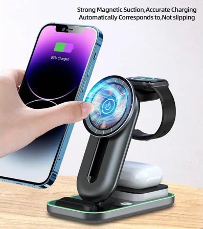 Pepper Jobs 4-i-1 trådløs ladestasjon 15W inkludert nattlysfunksjon