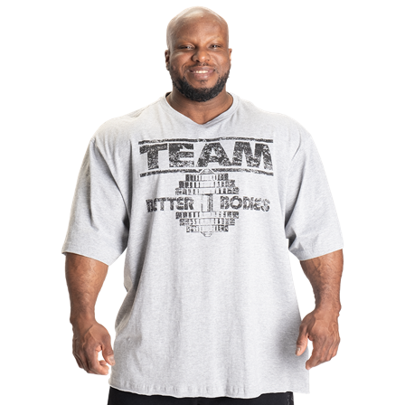 Better Bodies Team Pump Cover Iron Tee, Light Grey Melange