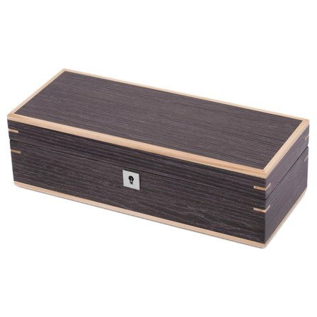Gray Slim Walnut Wooden Watch Box - 5 Watches for Men - Watch boxes