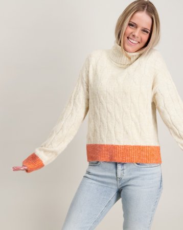 LMTD NLFBRIDAST LS SHORT ROLLNECK KNIT Blanc Pulls Fille - Kids Brand Store