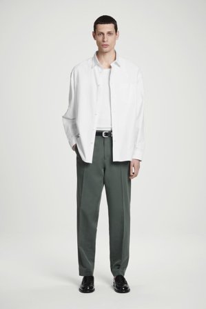 COS Men's Tailored Straight Leg Trousers in Green