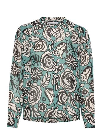 Elmy Shirt Aop 9695 Bluse Langærmet Blå Samsøe Samsøe