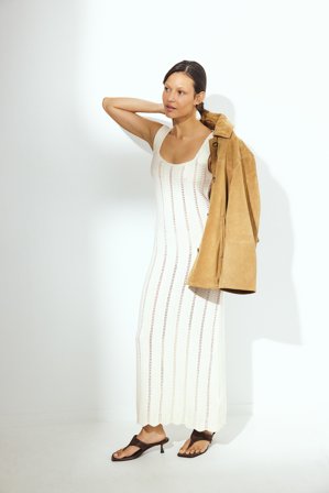 NA-KD Strick-Midikleid mit fließendem Fall - Strickkleider - Offwhite - M