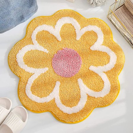 Blommig matta, söt blommig badrumsmatta, mjuk mikrofiber rund blommig golvmatta, vattenabsorption