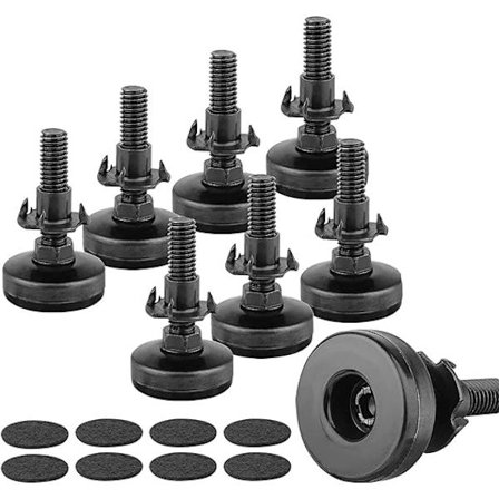 Møbeljusterbare fødder, 8 stk. Justerbare fødder, Sort, ZQKLA