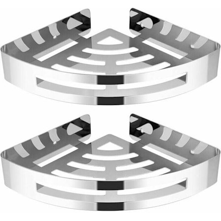 Rustfri Brusehylde til Hjørnet - Opbevaring i Brusebad - 304 Rustfrit Stål (Trekant, 2 Pakker)