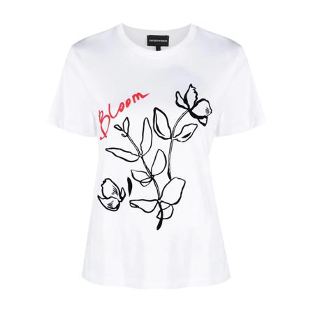 Emporio Armani, Graphic T-Shirt Biały, Kobieta, Rozmiar: L