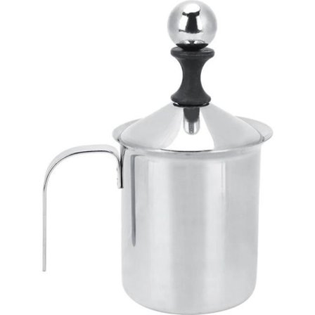 BOYOU 400 ml Mælkeskummer i rustfrit stål, Latte Kaffeskummer, Manuel Dobbelt Mælkeskummer