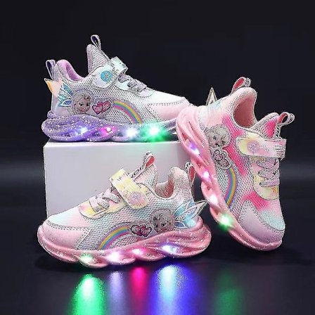 Flickor Led Casual Sneakers Elsa Princess Print Outdoor Skor Barn Light-up Halkfria skor för och vinter
