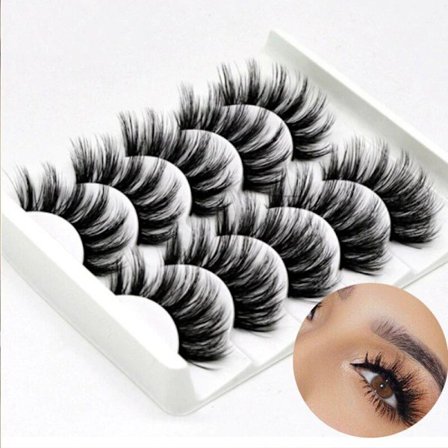 5-par falske øjenvipper - 3D faux mink (G-47)