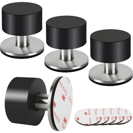 4-pakning Gummidørstopper, 3M Selvklebende Dørstopper for Gulvsokkel, Veggmonterte Dørstoppere for Lyddemping i Hjemmet, Kontoret, Uteplassen