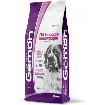 Gemon Dog All Breeds Adult Maiale e Riso Cibo Secco Per Cani