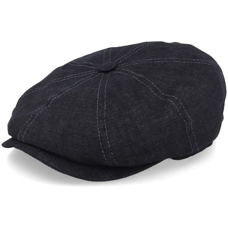 Stetson - Black flatcap Czapka Z Daszkiem - Hatteras Linen Black Flat Cap @ Hatstore