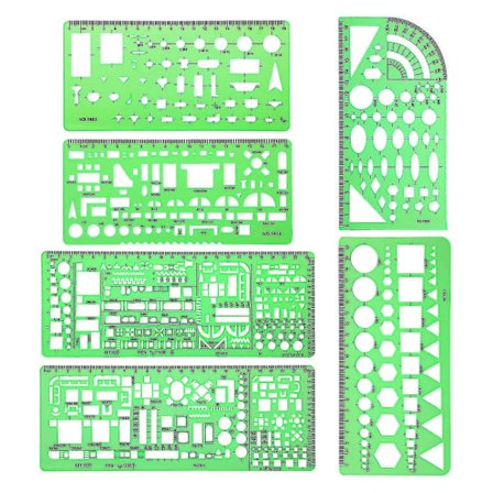 6 kpl Arkkitehti Monikäyttöinen Piirustusmallisetti Talopohja Int