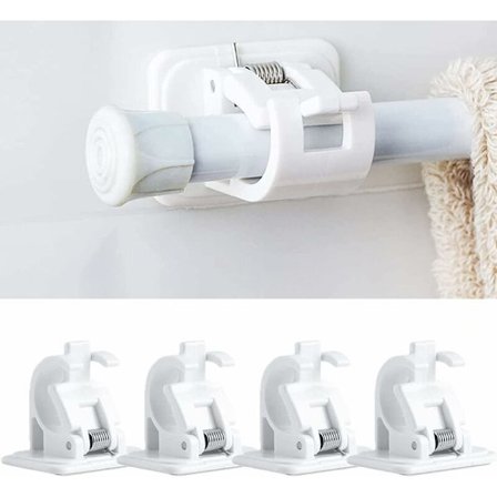 4-pack självhäftande gardinstångskrokar utan borrning, klistra på gardinstång, gardinstångshållare, ingen borrning, gardiner eller handduksstänger