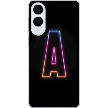 Yhteensopiva Puhelinkuori Samsung Samsung Galaxy S25 Edge Minimalistinen neonkirjain A sateenkaarenvärisessä valossa mustaa taustaa vasten moderniss