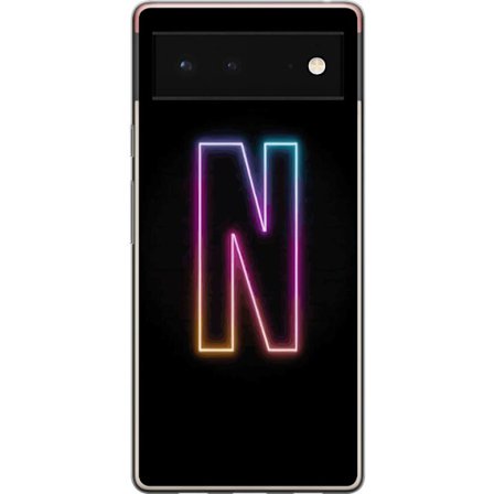 Kompatibelt Mobildeksel til Google Google Pixel 6 Minimalistisk neonbokstav N i fargeskiftende lys mot svart bakgrunn