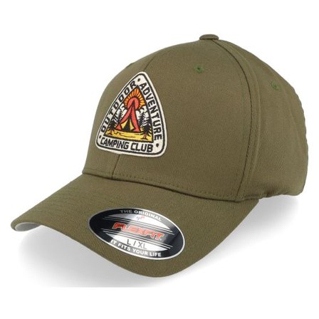 Wild Spirit - Grön flexfit Keps - Camping Adventure Olive Flexfit @ Hatstore