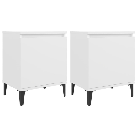 Vidaxl Sängbord Med Metallben 2 St Vit 40x30x50 Cm Vit