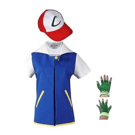 Pokémon Ash Ketchum Cosplay Anime Blå Jakke Sett_v 140 cm
