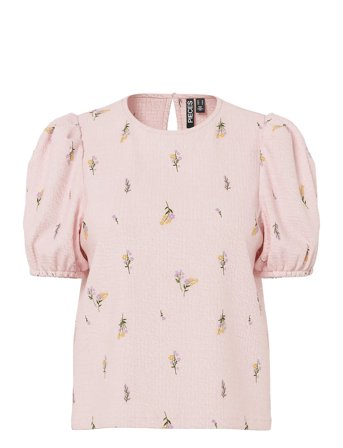 Pcjeo Ss O-Neck Top Wvn D2D Pink Pieces