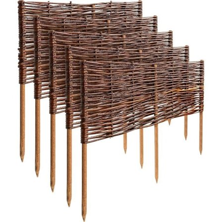 Sæt af 5 Havekanter i Pil CREATIVE HOME | 60 x 30 cm (+/- 1 cm) | Havehegn | Plænegrænse