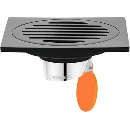 Rustfrit stål firkantet afløbsdæksel Anti-lugt lige gulvafløb til bruserrum, firkantet 100mm, sort