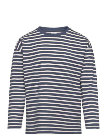 Lindex Top Ls Essentials Stripe Marinblå