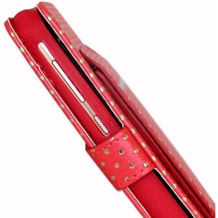 Hus för Archos Access 57 - PH26 - Ekoskinn - Röd - Kortfickor - Spegel