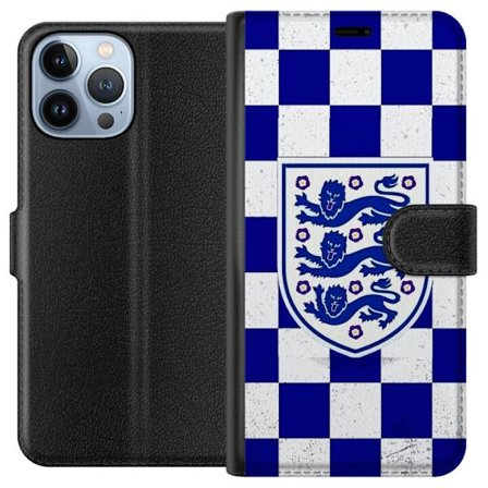 Kompatibelt Lommeboketui til Apple Apple iPhone 13 Pro Max Grafisk sjakkbrett-mønster i blått og hvitt med et klassisk heraldisk emblem, retroinspir