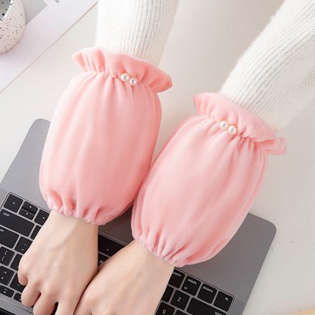 Hushålls röd anti-fläck ärmset för höst och vinter, flanell kortärmad huvud, student barn ärm, vuxen anti-smuts hand ärm, kvinnlig