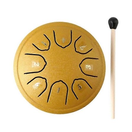 Rain Drum ulkokäyttöön, teräskielirumpu, 8 nuottia, 4,5 tuuman Chakra-tankkirumpu, teräslyömäsoitin, pehmustetut malletit, kulta