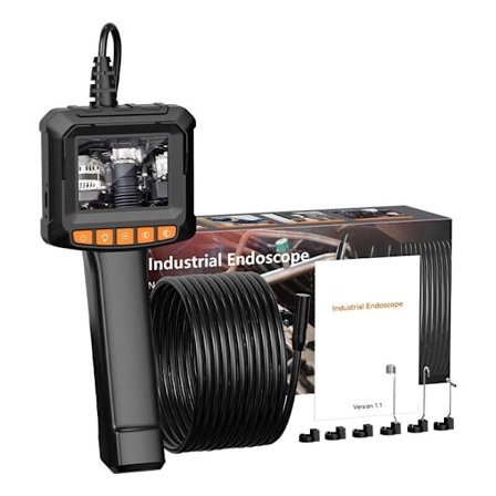 Endoskopkamera, 1080P HD Endoskop, IP67 Vandtæt 2,4 tommer IPS Skærm Rørinspektionskamera, 5M Semi-Rigid Kabel, 8 Justerbare LED'er